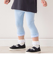 裾チュールストライプレース編み6分丈レギンス(80~130cm)