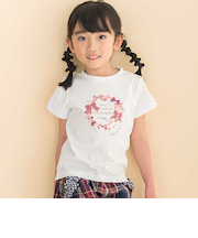 天竺袖フリルリボンプリント半袖Tシャツ(80~130cm)