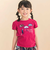 【お揃い】天竺花柄チェックパッチパフスリーブ半袖Tシャツ(80~130cm)
