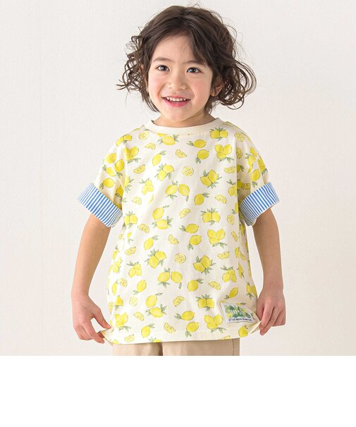 【お揃い】くるまレモンいきもの総柄Tシャツ(80~130cm)