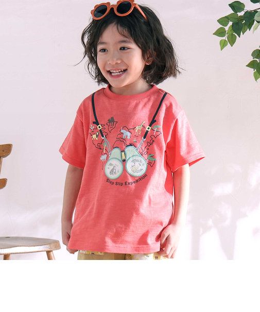 メッシュ双眼鏡刺しゅうモチーフプリントTシャツ(80~130cm)