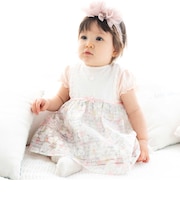 オーガンジー花柄プリントワンピース(70~90cm)