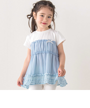 くしゅっとギャザーシフォンビスチェドッキングTシャツ(80~130cm)