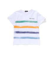 水彩風カラーボーダースラブ天竺半袖Tシャツ(80~150cm)