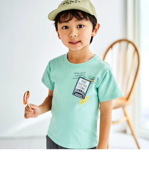 バックラインチケットワッペン天竺半袖Tシャツ(90~160cm)
