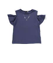 ソフトテレコ肩開きネックレスTシャツ(100~160cm)