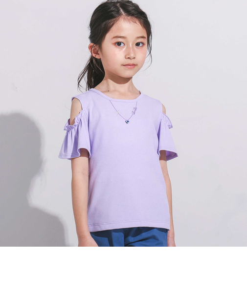 ソフトテレコ肩開きネックレスTシャツ(100~160cm)
