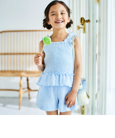 ぽこぽこシャーリングビスチェ+ショートパンツセットアップ(90~140cm)