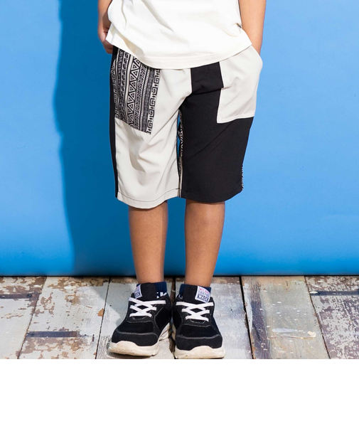 【お揃い】5.5分丈ネイティブ柄切り替えウェザーパンツ(100~160cm)