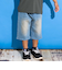 6分丈合皮タグストレッチデニムパンツ(100~160cm)