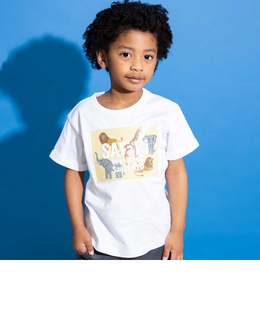 【速乾】アニマルプリントロゴエンボス天竺Tシャツ(80~140cm)