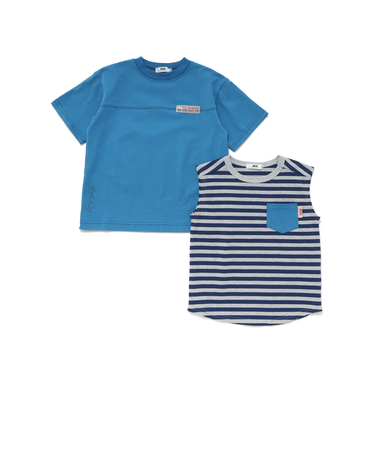 ロゴTシャツ＆ボーダータンクトップセット(110~160cm)