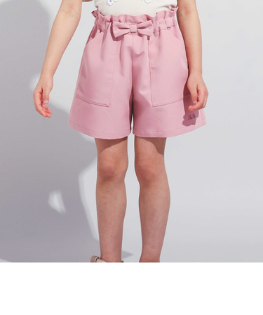 【WEB限定】ツイルストレッチウエストリボンショートパンツ(100~140cm)