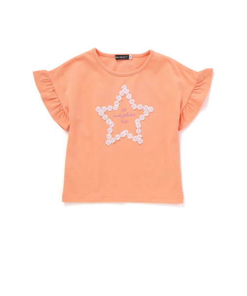【WEB限定】お花レース星フリル天竺半袖Tシャツ(100~140cm)