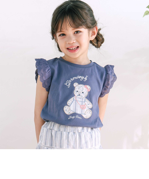 スイーツショップクマドレスヨーロッパモチーフ刺しゅうTシャツ(80~130cm)