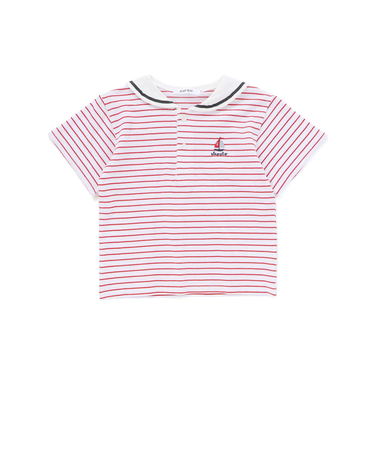 【お揃い】セーラー襟ボーダーポロシャツ(80~130cm)