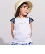 お花レースキャップスリーブ天竺Tシャツ(90~150cm)