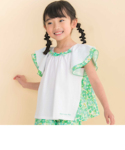 【お揃い】水彩花柄フレアTシャツ(80~130cm)