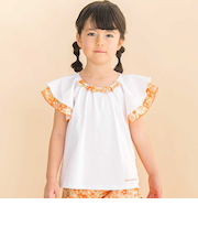 【お揃い】水彩花柄フレアTシャツ(80~130cm)