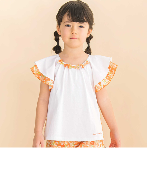 【お揃い】水彩花柄フレアTシャツ(80~130cm)