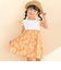 【お揃い】水彩花柄プリント天竺ドッキングワンピース(80~130cm)