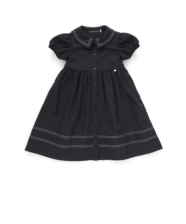 【店舗限定】ライン襟付き前開きパフスリーブワンピース(95~150cm)<br>