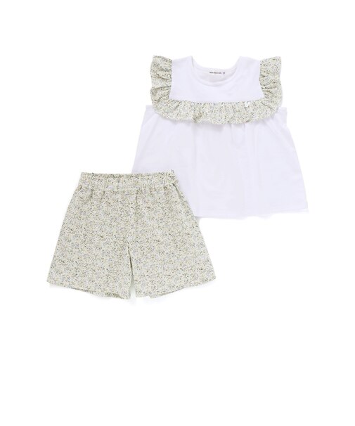 【店舗限定】花柄スクエアフリルチュニック+ショートパンツセット(95~150cm)<br>