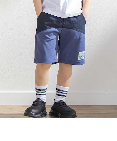 斜めカットソー布帛切り替え5分丈パンツ(95~160cm)