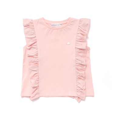 花柄シースルーフリルノースリーブTシャツ(95~150cm)