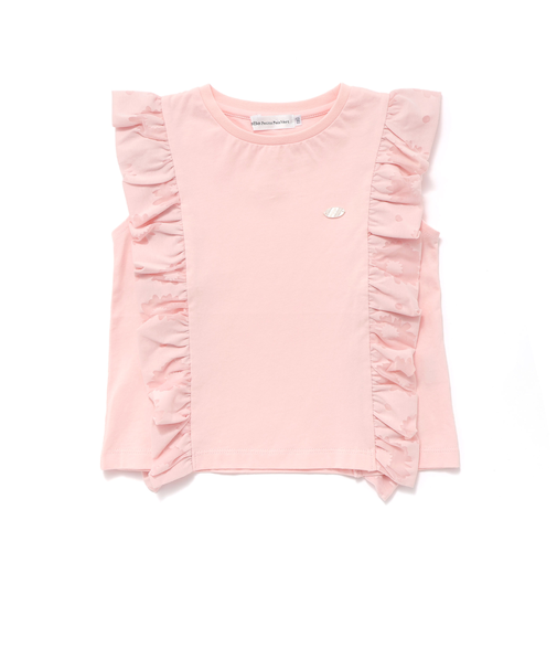 花柄シースルーフリルノースリーブTシャツ(95~150cm)
