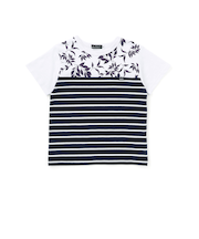 リーフ柄ボーダー切り替え天竺半袖Tシャツ(90~150cm)