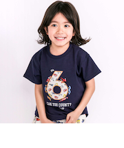 【お揃い/接触冷感】総柄ナンバリングカウントパッチTシャツ(80~130cm)