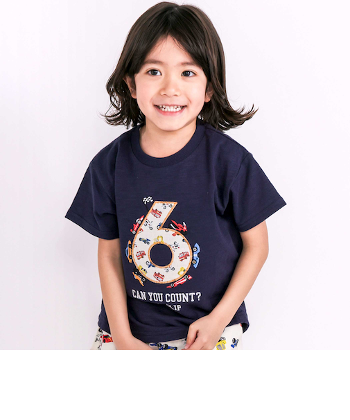 【お揃い/接触冷感】総柄ナンバリングカウントパッチTシャツ(80~130cm)