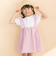 【お揃い】ドットドビーｘストレッチフライス肩フリルドッキングワンピース(80~130cm)