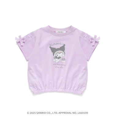 【マイメロディ＆クロミ×SLAPSLIP】キャラクタープリント編み上げリボンスリーブTシャツ(90~130cm)