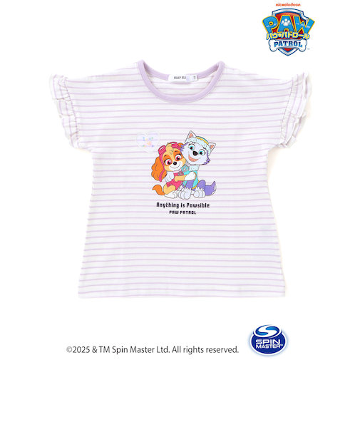 【パウ・パトロール×SLAPSLIP】袖フリルキャラクタープリントキラキラTシャツ(90~130cm)