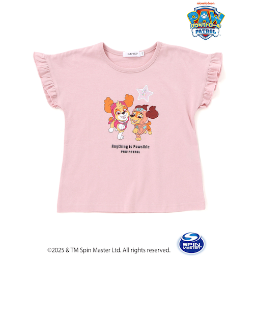 【パウ・パトロール×SLAPSLIP】袖フリルキャラクタープリントキラキラTシャツ(90~130cm)