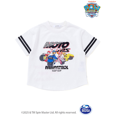 【パウ・パトロール×SLAPSLIP】袖ラインMoto PupsキャラクタープリントTシャツ(90~130cm)