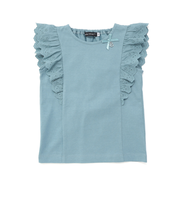 肩フリルレース天竺ノースリーブTシャツ(90~150cm)
