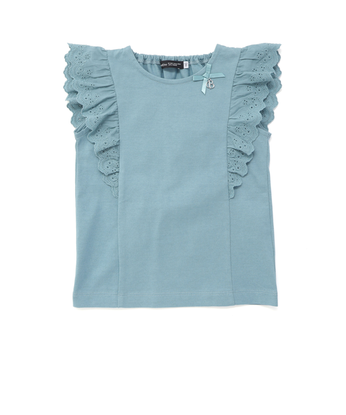 肩フリルレース天竺ノースリーブTシャツ(90~150cm)