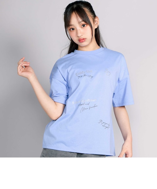 【接触冷感】ラインストーンロゴTシャツ
