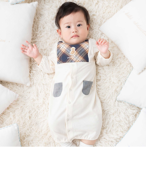 【お揃い/オーガニック】チェック2WAYオール(50~75cm)