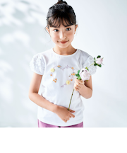 クロンドフルール天竺フリルパフスリーブTシャツ(90~150cm)
