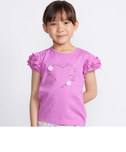 クロンドフルール天竺フリルパフスリーブTシャツ(90~150cm)