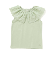 スカラップレースフリルカラー天竺ノースリーブTシャツ(90~150cm)