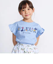 ちょうちょモチーフFLEURロゴ天竺フリル袖Tシャツ(90~160cm)