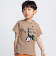 双眼鏡立体ラバープリント天竺半袖Tシャツ(90~140cm)