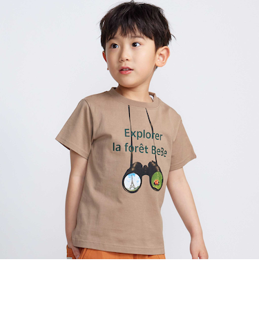 双眼鏡立体ラバープリント天竺半袖Tシャツ(90~140cm)