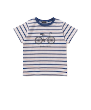 自転車プリントマルチボーダー天竺半袖Tシャツ(90~160cm)