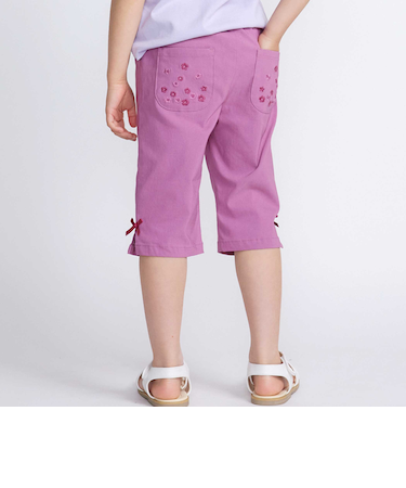 フラワー刺しゅうポケットストレッチウェザーカプリパンツ(90~160cm)